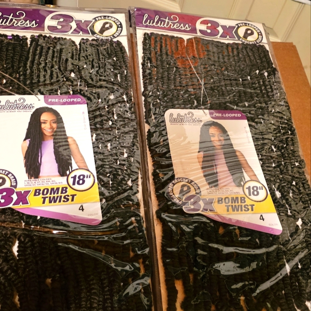 Lulutress 3X Bomb Twist Hair Extensions 18' Color #4 Includes 4 Packages Of Hair